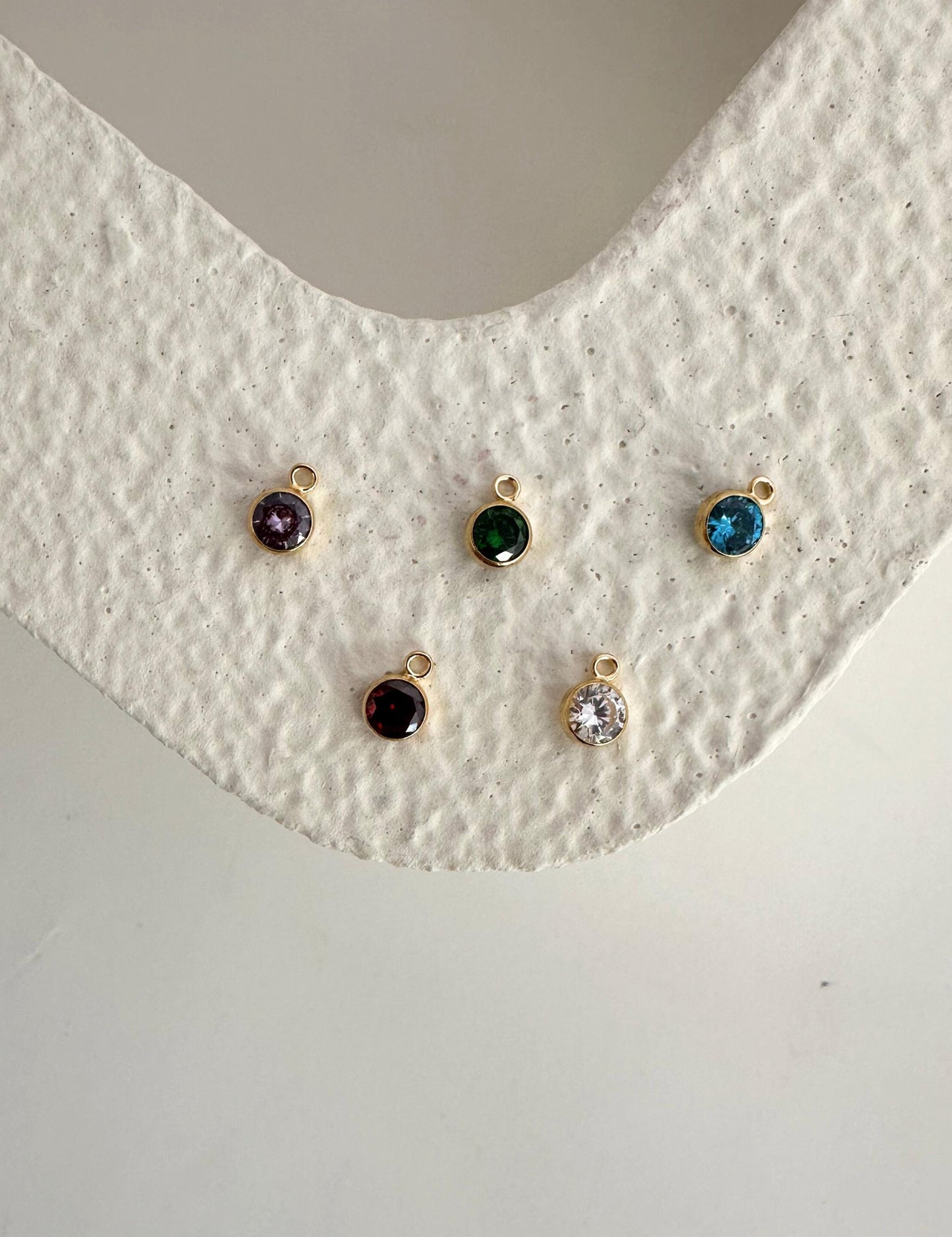 Birthstone Dangle Charm 4mm: 14k Gold Filled or Sterling Silver
