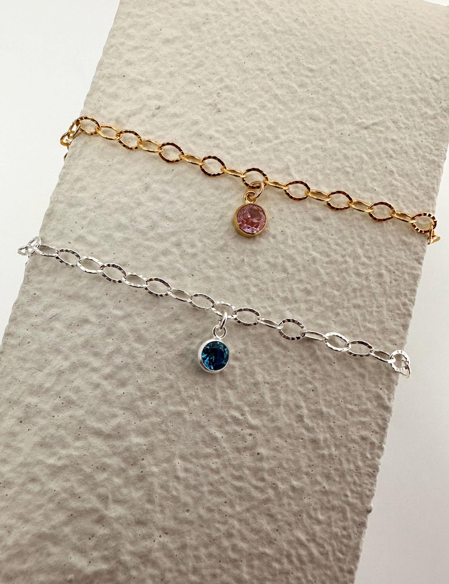 Birthstone Dangle Charm 4mm: 14k Gold Filled or Sterling Silver