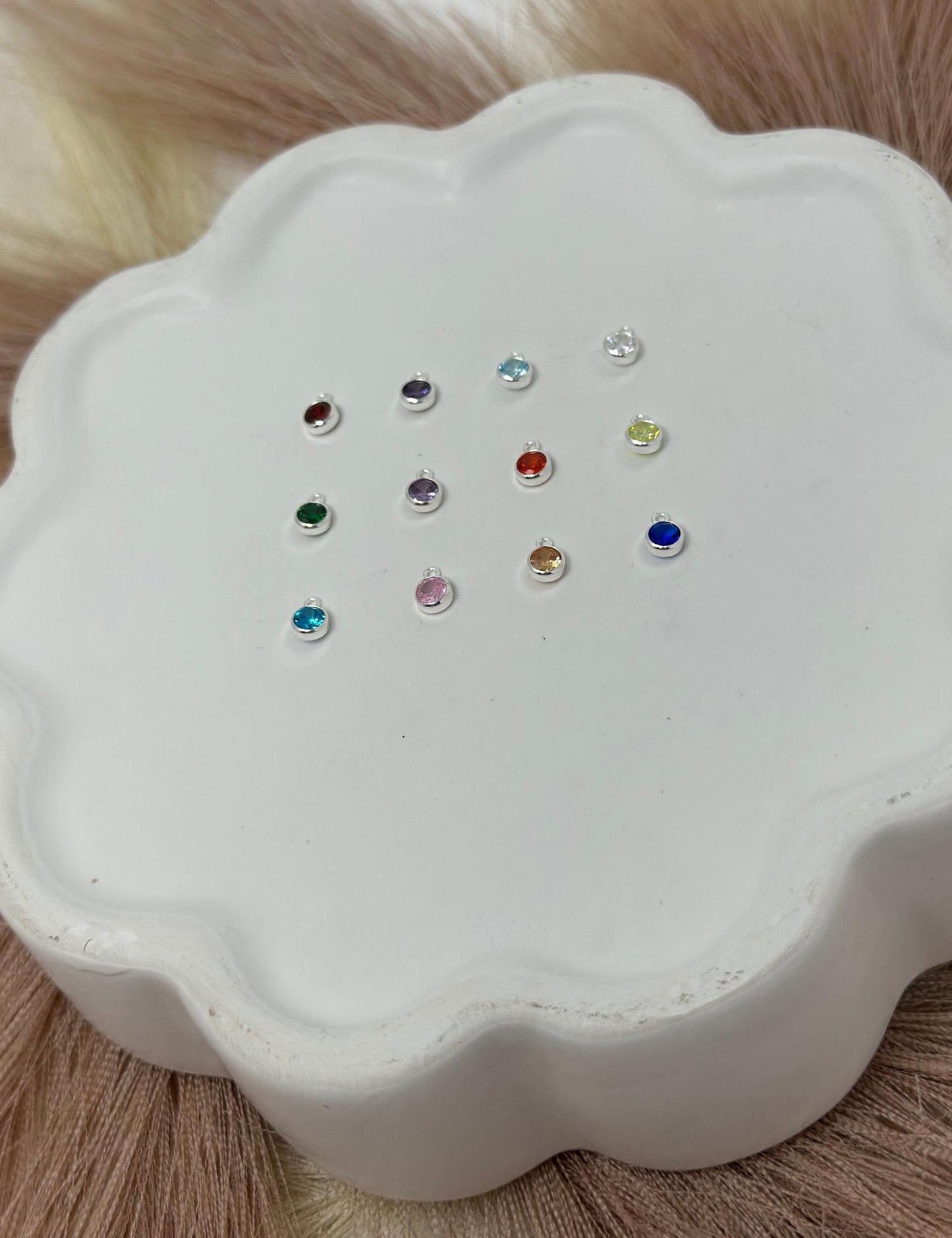 Birthstone Dangle Charm 4mm: 14k Gold Filled or Sterling Silver