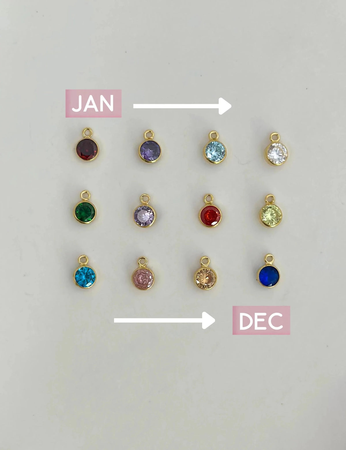 Birthstone Dangle Charm 4mm: 14k Gold Filled or Sterling Silver - ForeverFindingsCo