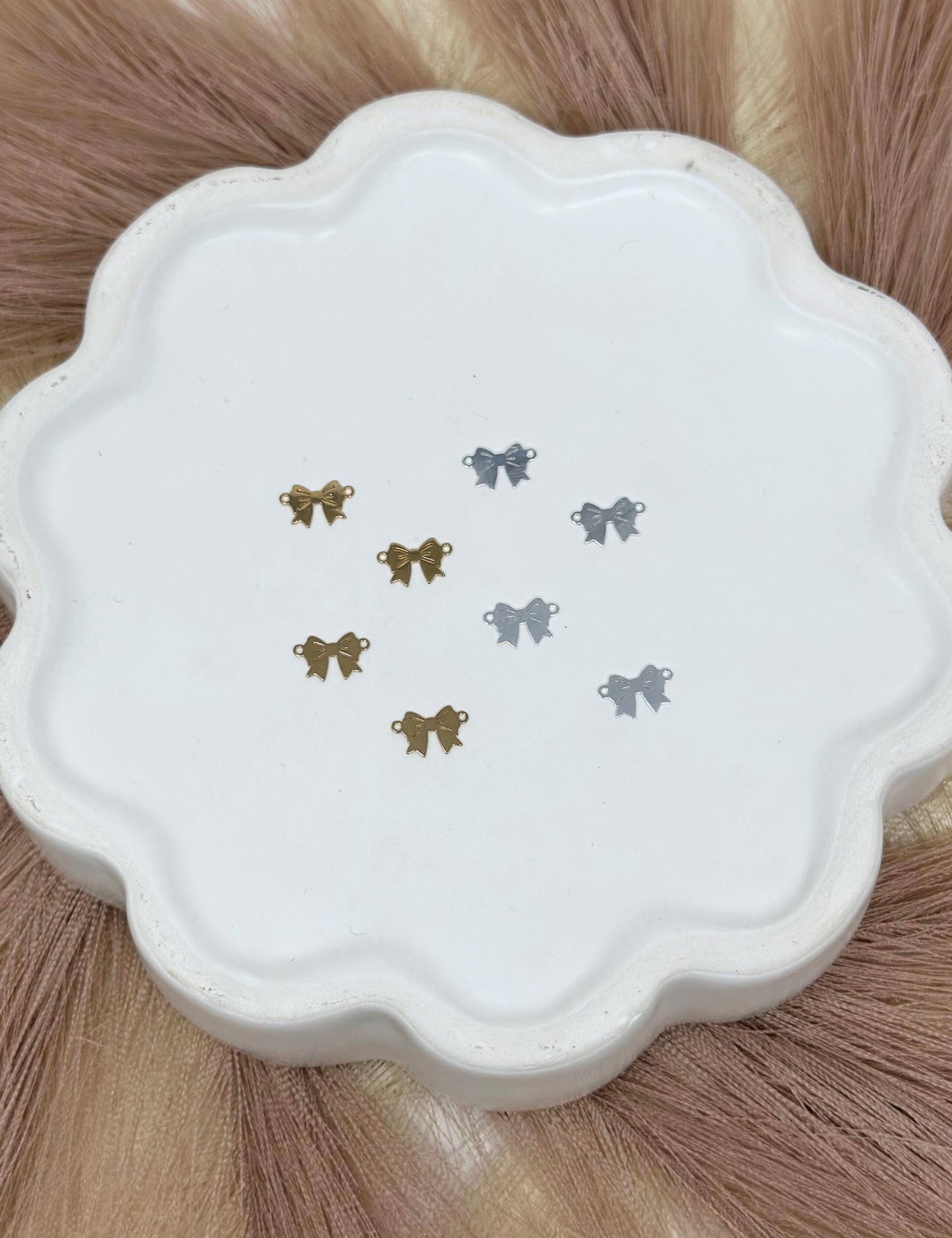 Dainty Bow Gold Connector Charm: 14k Gold Filled or Sterling Silver