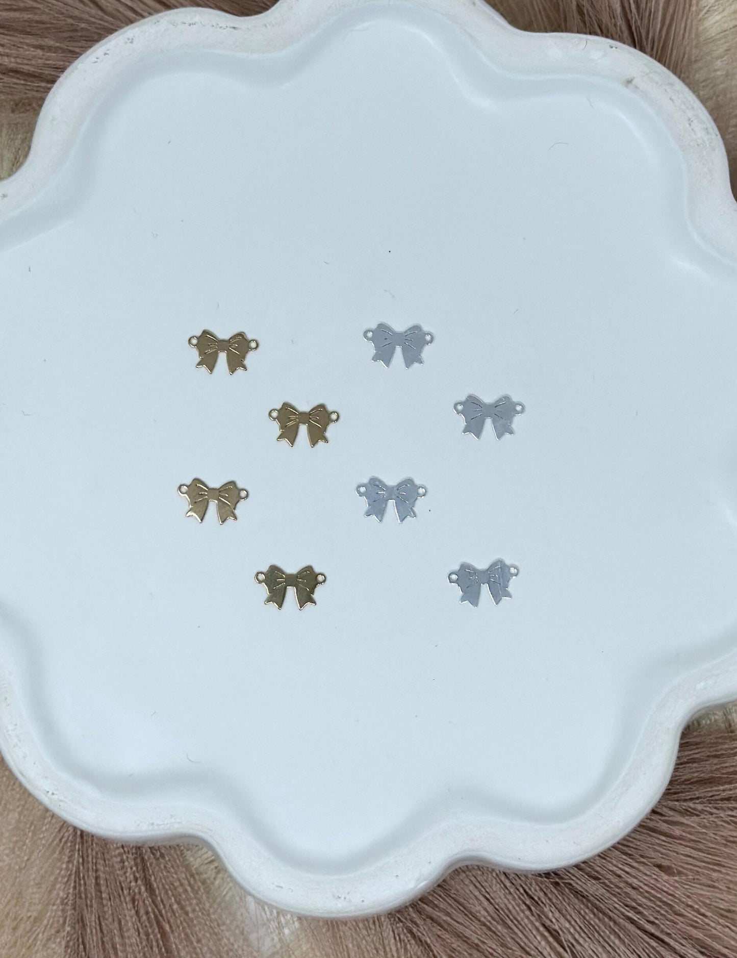 Dainty Bow Gold Connector Charm: 14k Gold Filled or Sterling Silver