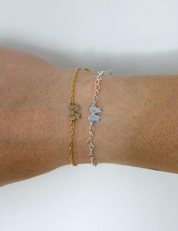 Dainty Bow Gold Connector Charm: 14k Gold Filled or 925 Sterling Silver
