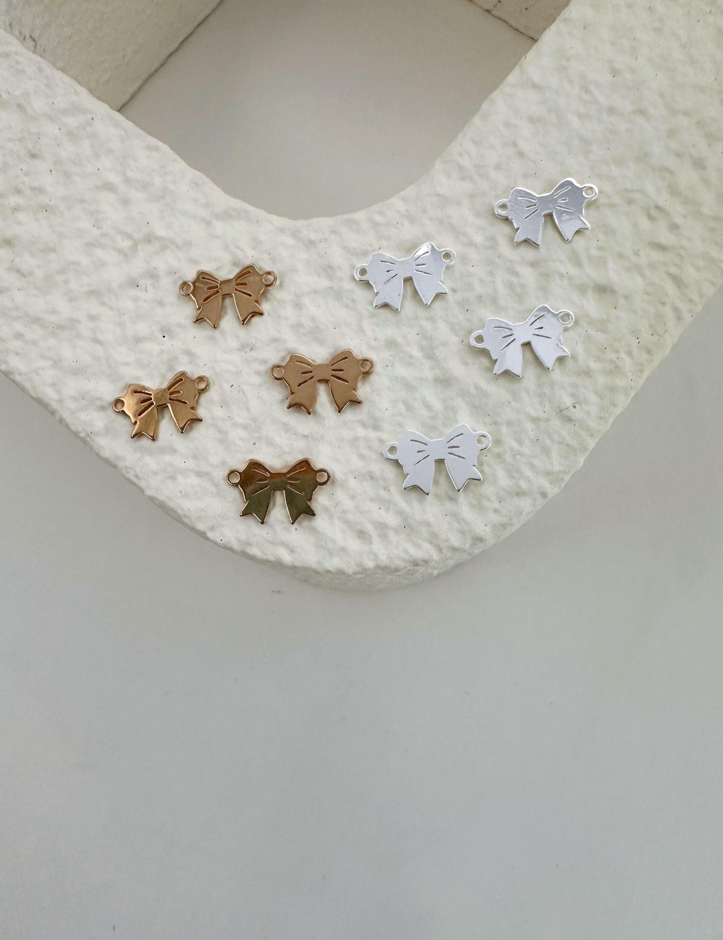 Dainty Bow Gold Connector Charm: 14k Gold Filled or Sterling Silver