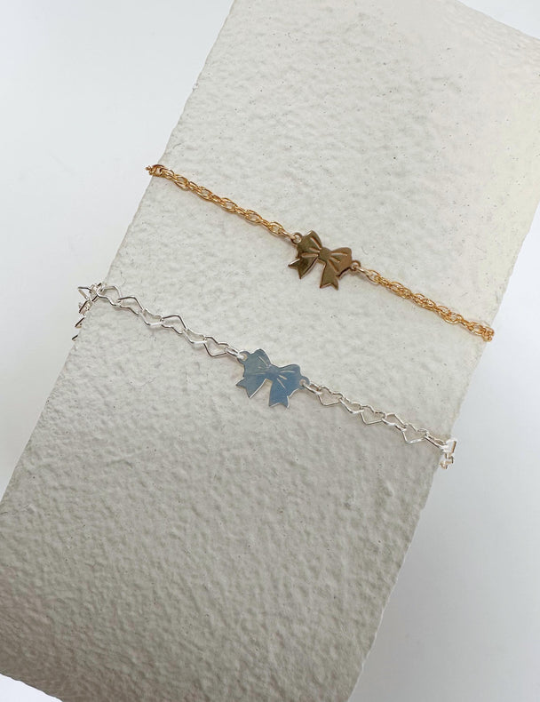 Dainty Bow Gold Connector Charm: 14k Gold Filled or 925 Sterling Silver