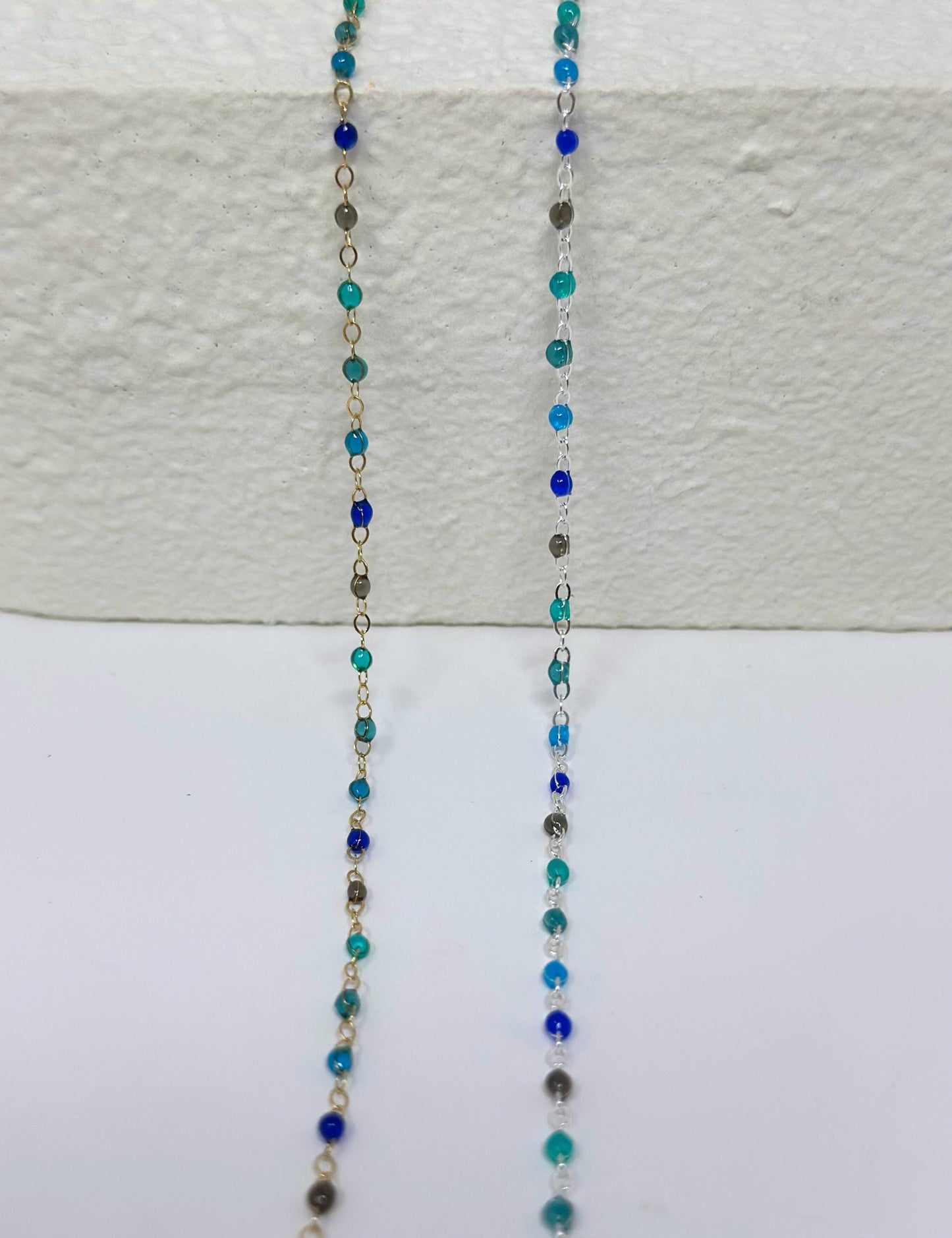 Blue Teal Enamel Chain: 14k Gold Filled or Sterling Silver