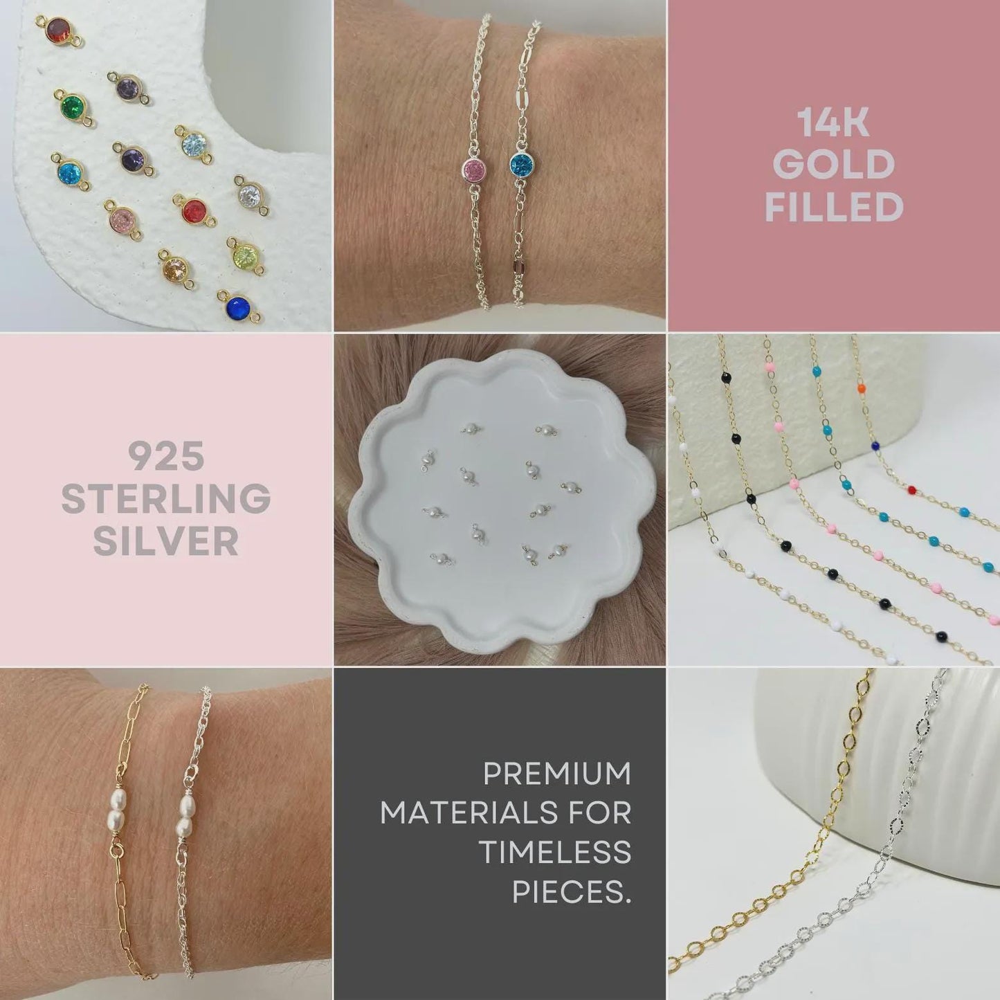 Blue Teal Enamel Chain: 14k Gold Filled or Sterling Silver