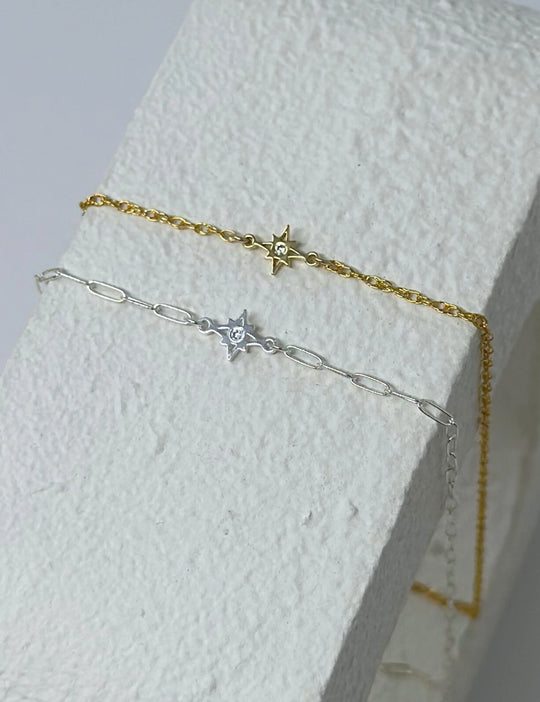 North Star Charm Connector: 14k Gold Filled or Sterling Silver