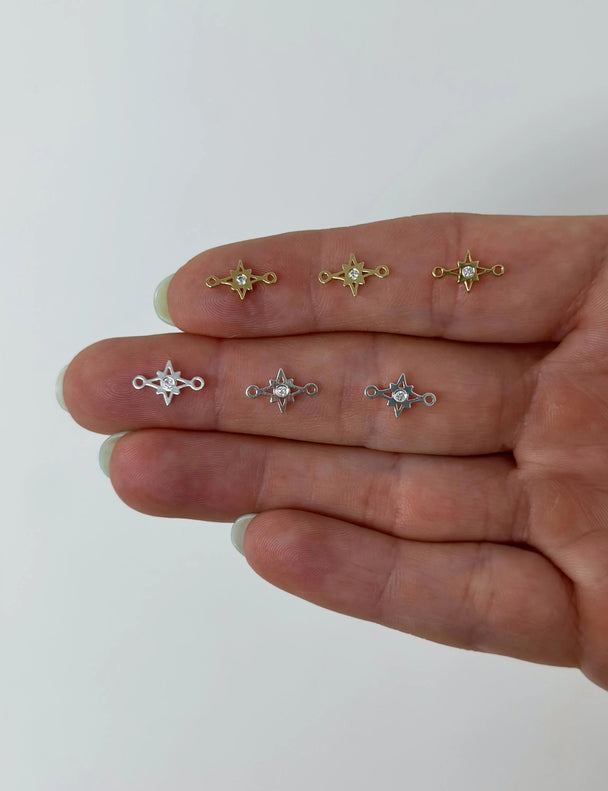 North Star Charm Connector: 14k Gold Filled or Sterling Silver