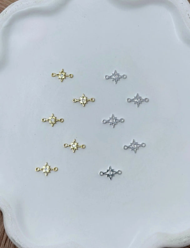North Star Charm Connector: 14k Gold Filled or Sterling Silver