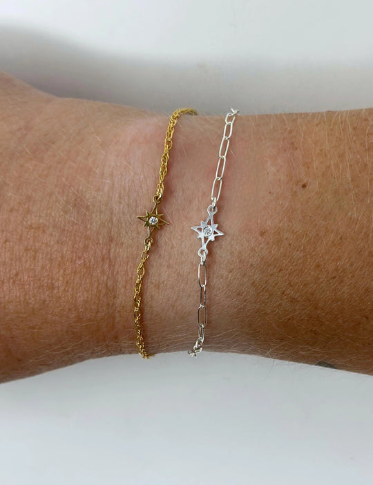 North Star Charm Connector: 14k Gold Filled or Sterling Silver
