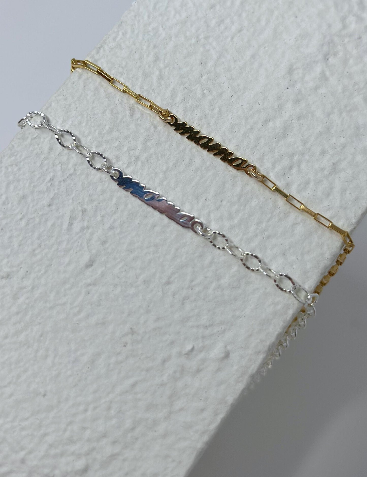 Cursive Mama Charm: 14k Gold Filled or Sterling Silver