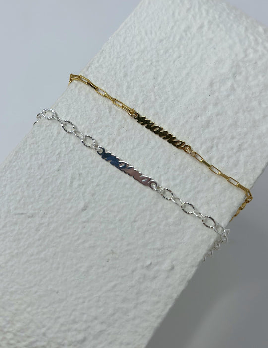 Cursive Mama Charm: 14k Gold Filled or 925 Sterling Silver