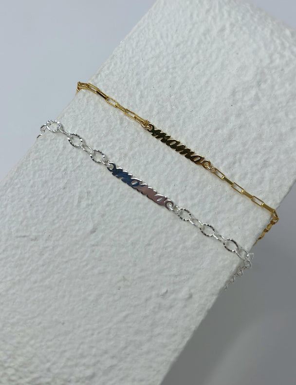 Cursive Mama Charm: 14k Gold Filled or 925 Sterling Silver