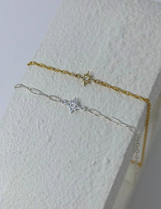 North Star Charm Connector: 14k Gold Filled or Sterling Silver