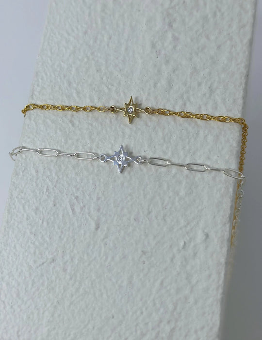 North Star Charm Connector: 14k Gold Filled or Sterling Silver