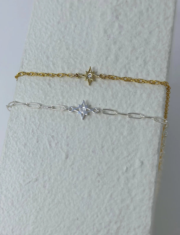 North Star Charm Connector: 14k Gold Filled or Sterling Silver