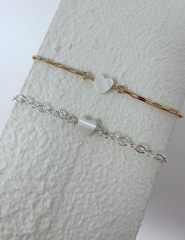 Pearl Heart Charm: 14k Gold Filled and 925 Sterling Silver