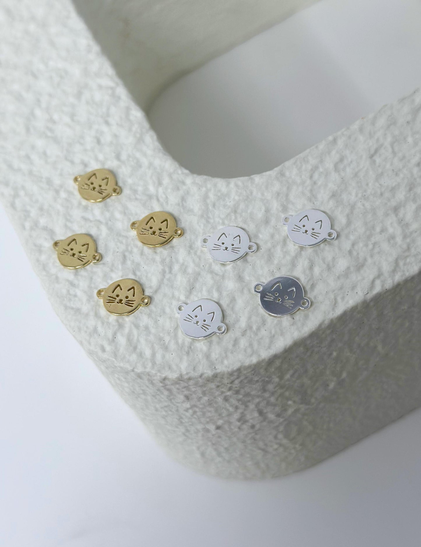 Cat Connector Charm Gold Filled or Sterling Silver Cat Lover Charm