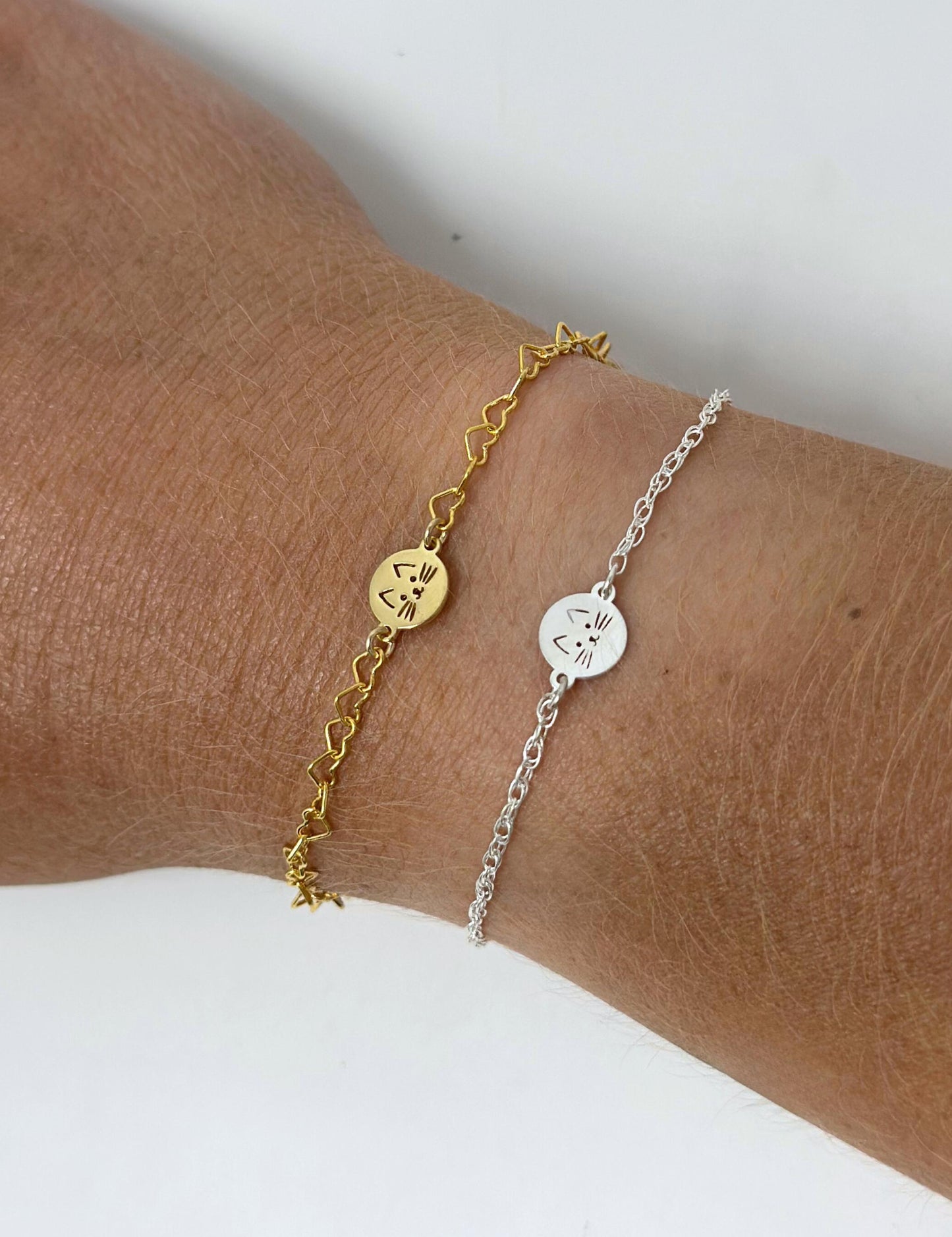 Cat Connector Charm Gold Filled or Sterling Silver Cat Lover Charm