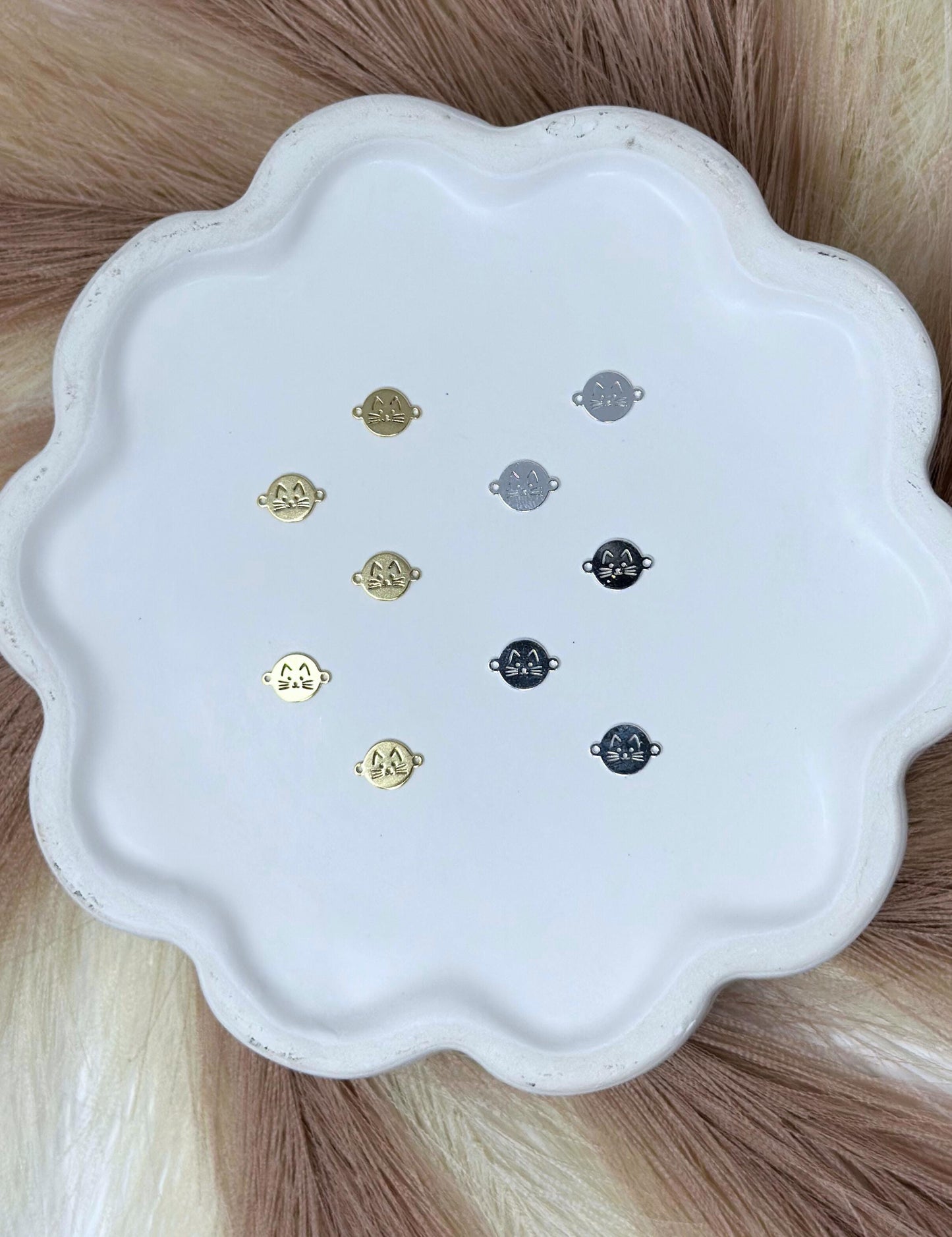 Cat Connector Charm Gold Filled or Sterling Silver Cat Lover Charm