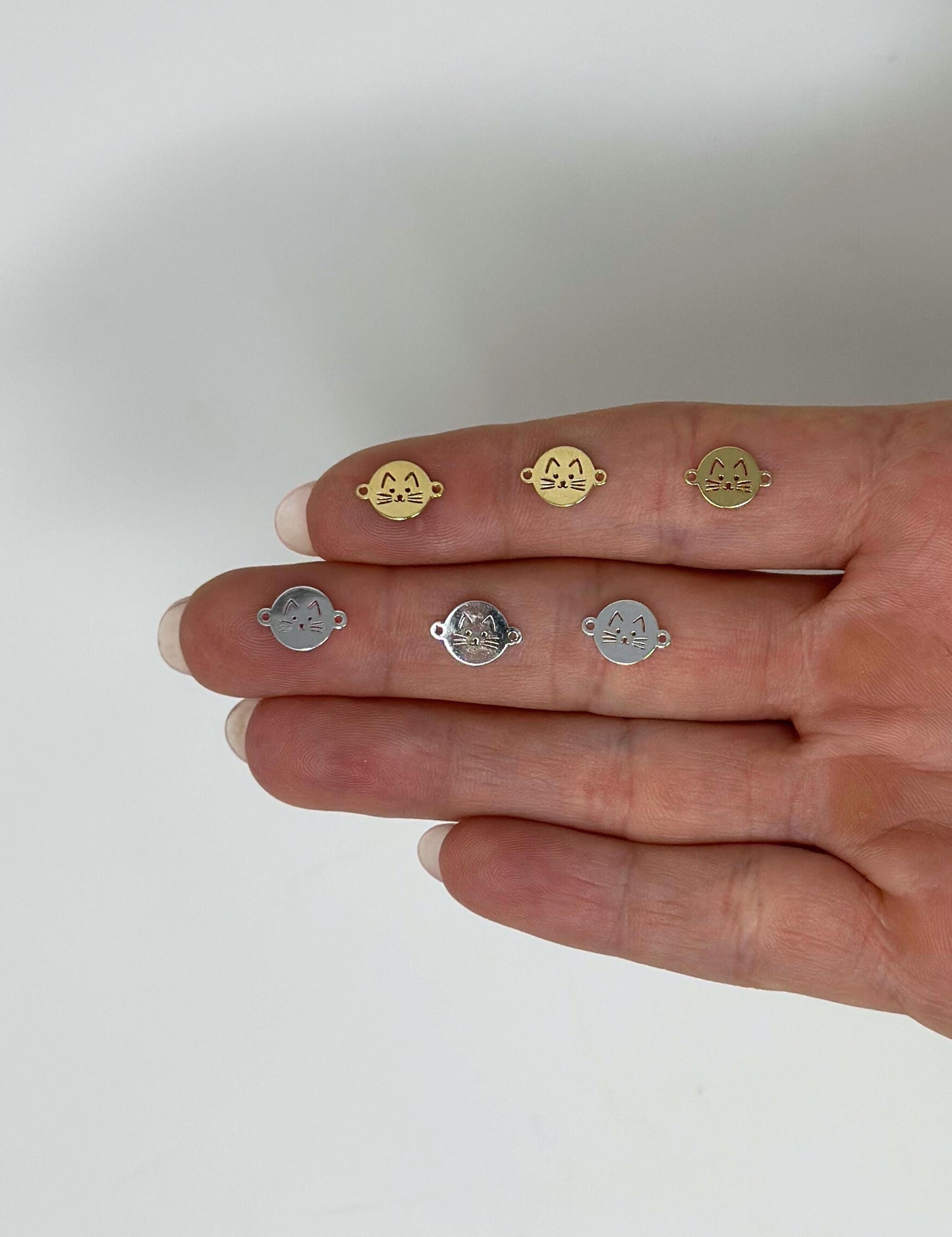 Cat Connector Charm Gold Filled or Sterling Silver Cat Lover Charm