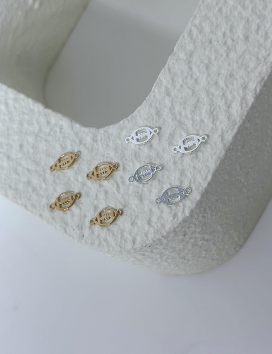 Football Charm Connector Charm: 14k Gold Filled or 925 Sterling Silver