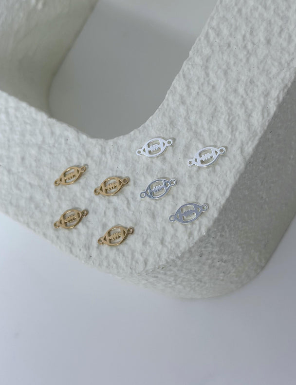 Football Charm Connector Charm: 14k Gold Filled or 925 Sterling Silver