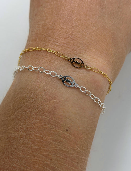 Football Charm Connector Charm: 14k Gold Filled or 925 Sterling Silver