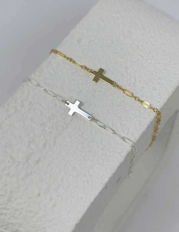 Cross Charm Connector Faith Charm: 14k Gold Filled or 925 Sterling Silver