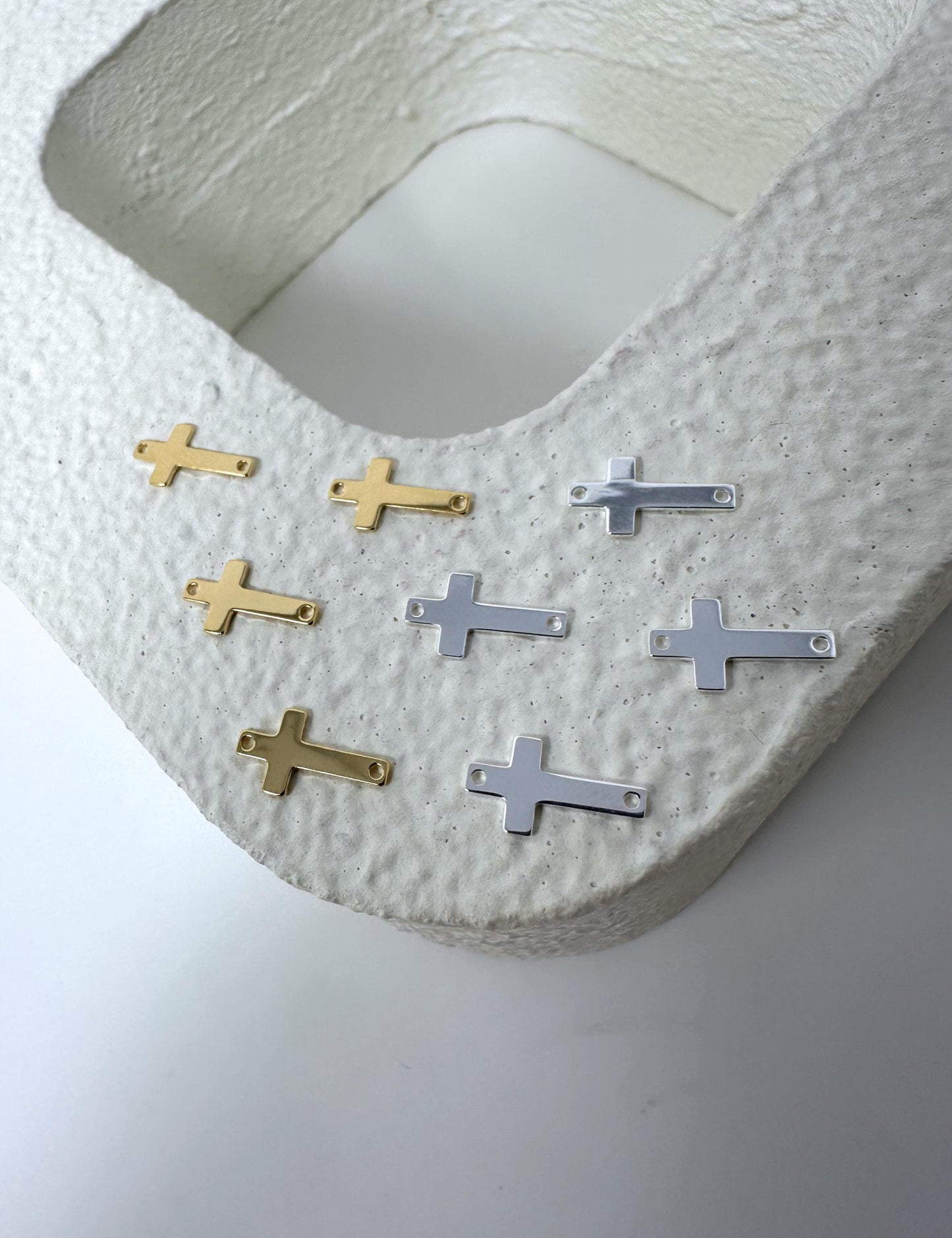 Cross Charm Connector Faith Charm: 14k Gold Filled or Sterling Silver