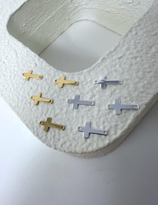 Cross Charm Connector Faith Charm: 14k Gold Filled or 925 Sterling Silver