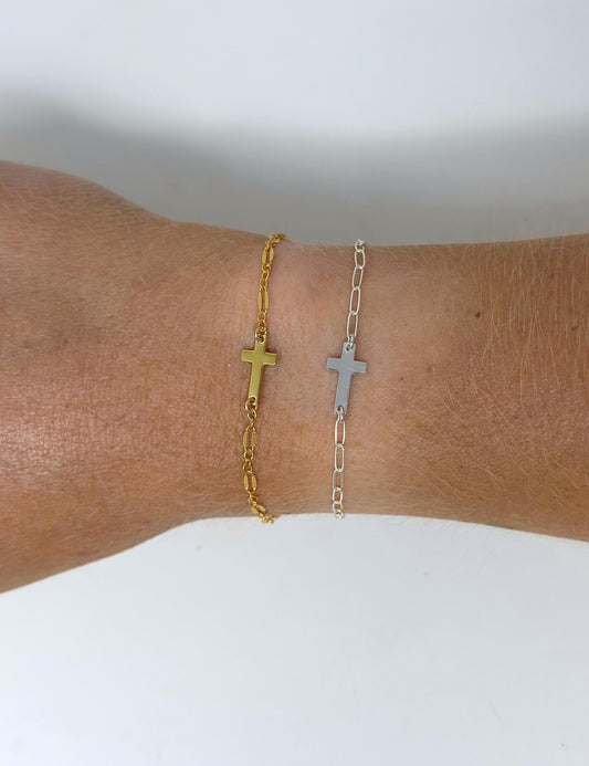 Cross Charm Connector Faith Charm: 14k Gold Filled or Sterling Silver