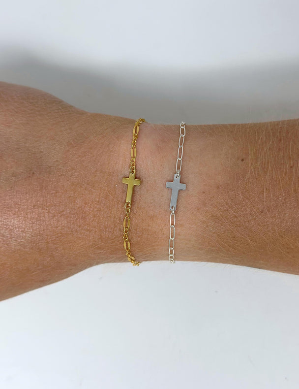 Cross Charm Connector Faith Charm: 14k Gold Filled or 925 Sterling Silver