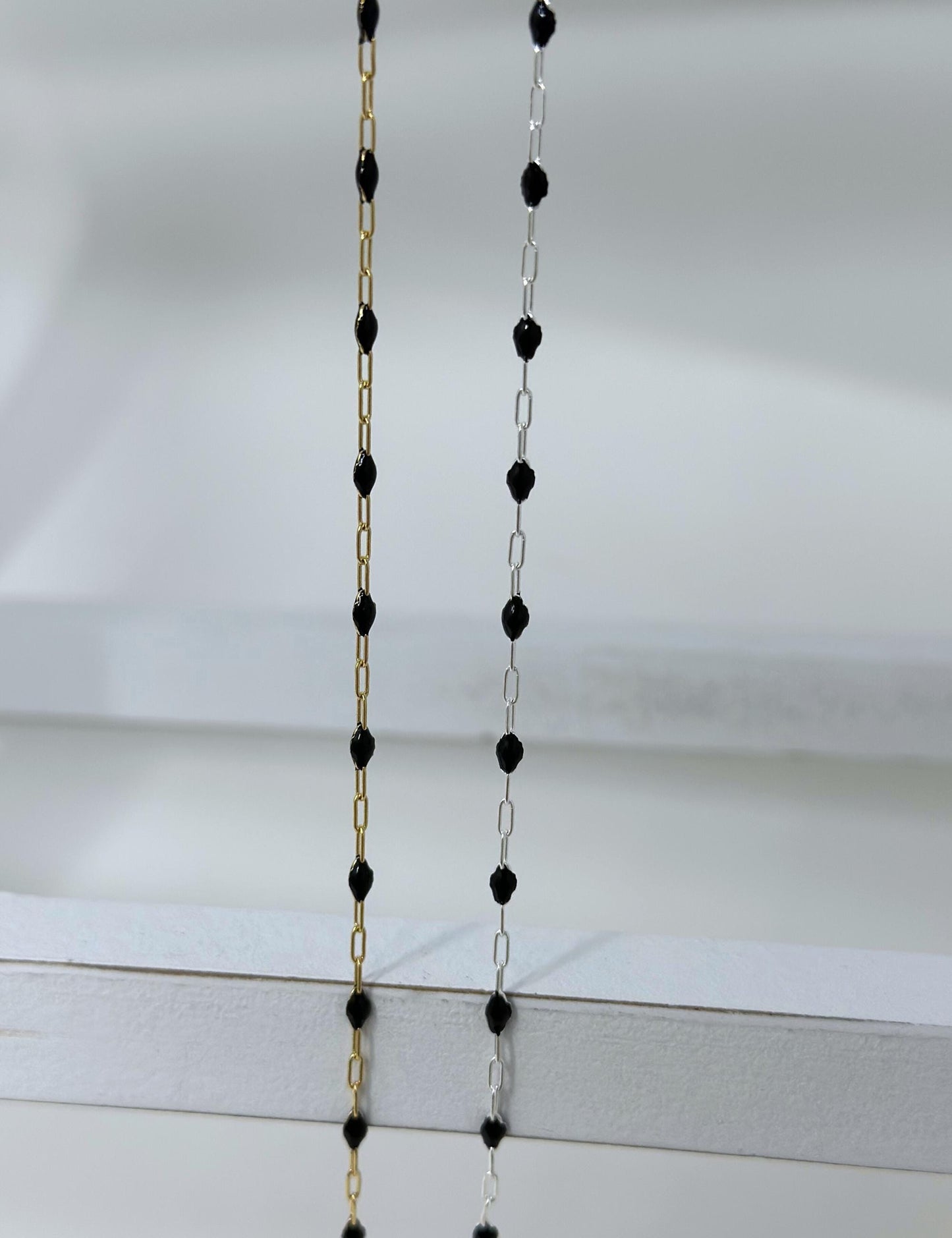 Black Enamel Paperclip Chain: 14k Gold Filled or Sterling Silver