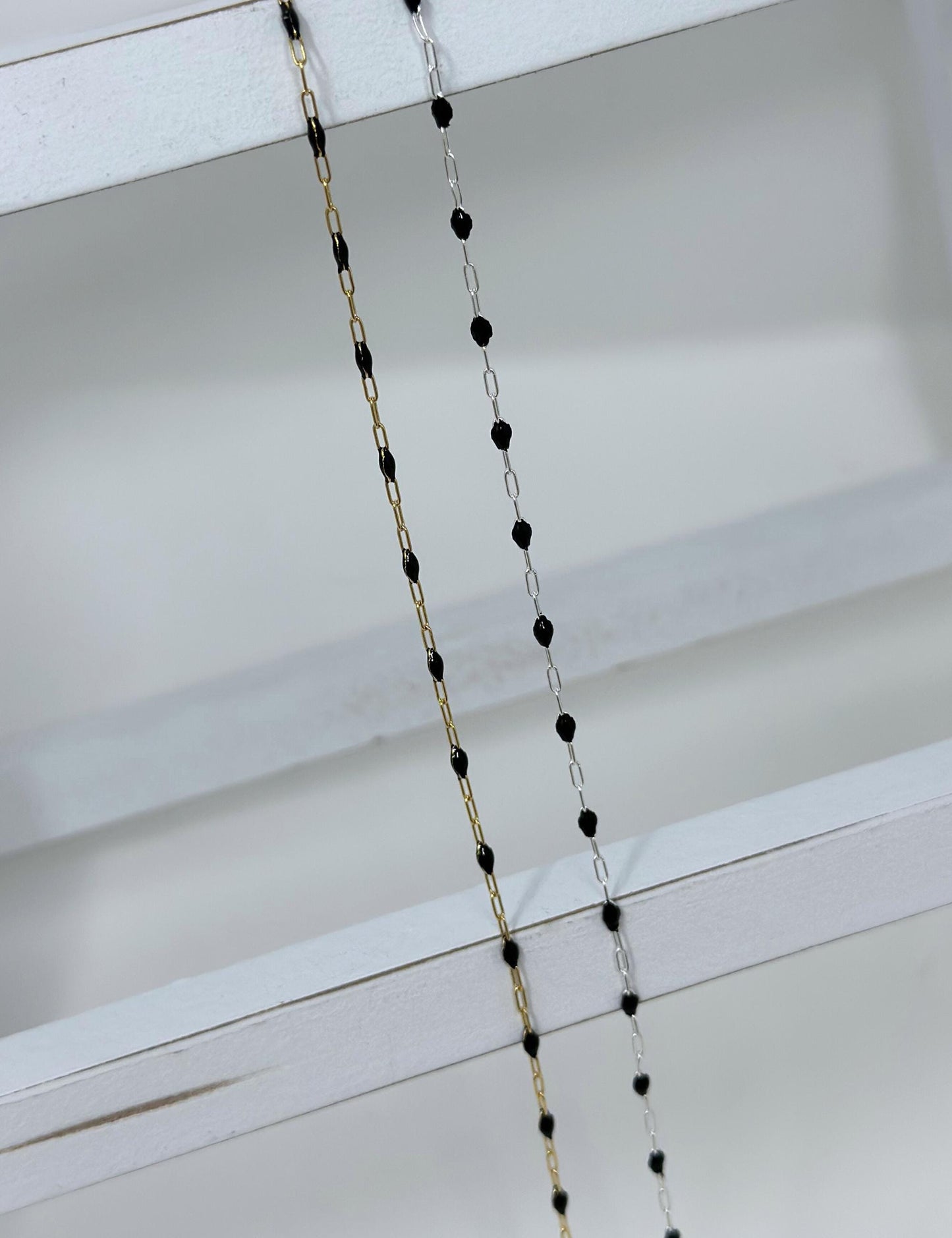Black Enamel Paperclip Chain: 14k Gold Filled or Sterling Silver