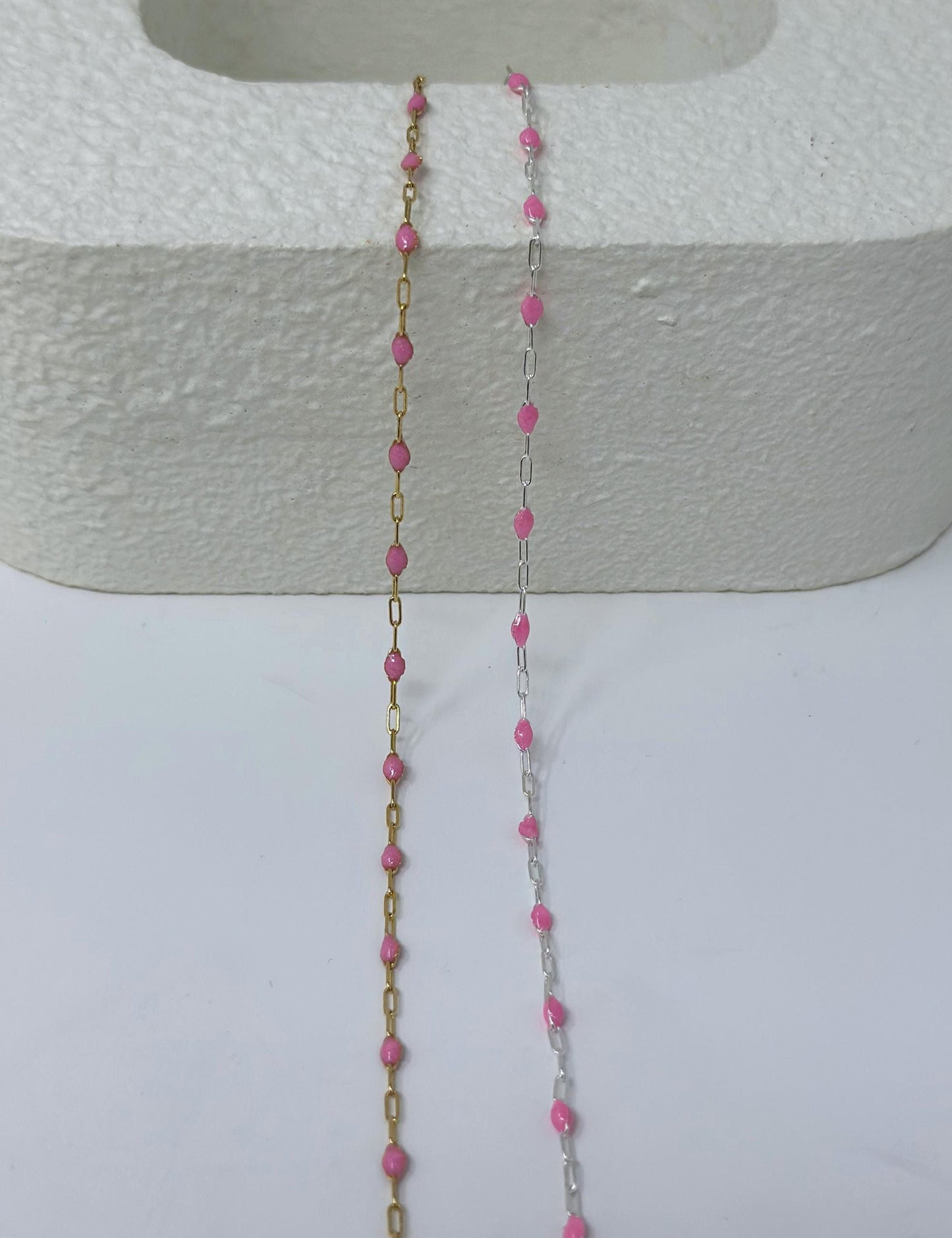 Pink Paperclip Enamel Chain: 14k Gold Filled or Sterling Silver