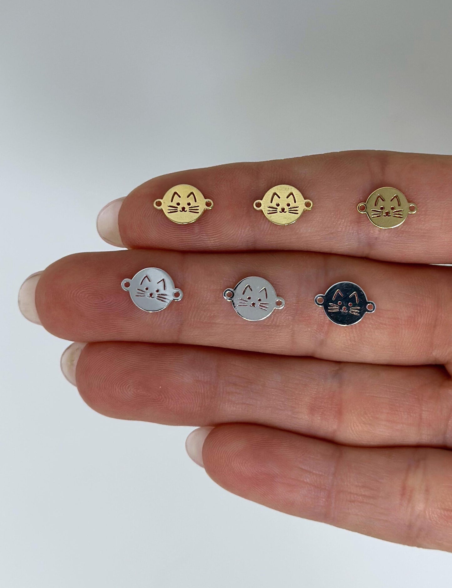 Cat Connector Charm Gold Filled or Sterling Silver Cat Lover Charm