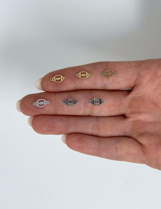 Football Charm Connector Charm: 14k Gold Filled or 925 Sterling Silver