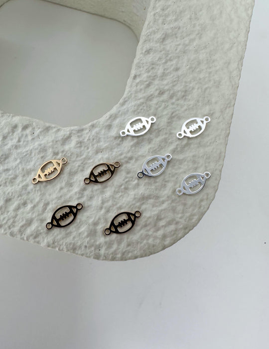 Football Charm Connector Charm: 14k Gold Filled or 925 Sterling Silver