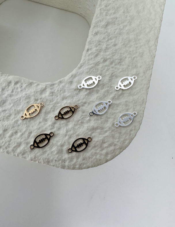 Football Charm Connector Charm: 14k Gold Filled or 925 Sterling Silver