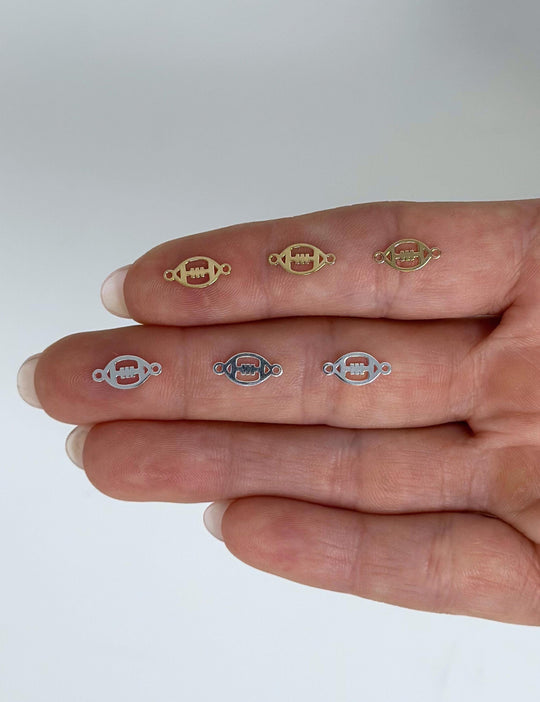 Football Charm Connector Charm: 14k Gold Filled or 925 Sterling Silver