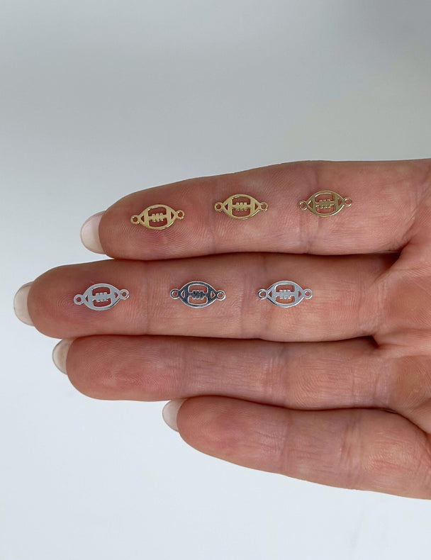 Football Charm Connector Charm: 14k Gold Filled or 925 Sterling Silver