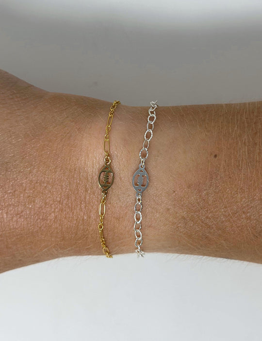 Football Charm Connector Charm: 14k Gold Filled or 925 Sterling Silver