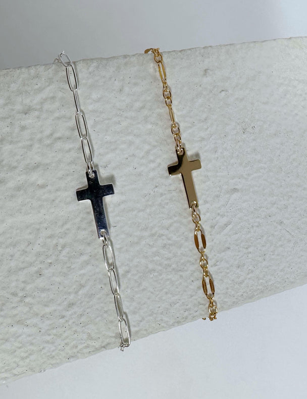 Cross Charm Connector Faith Charm: 14k Gold Filled or 925 Sterling Silver