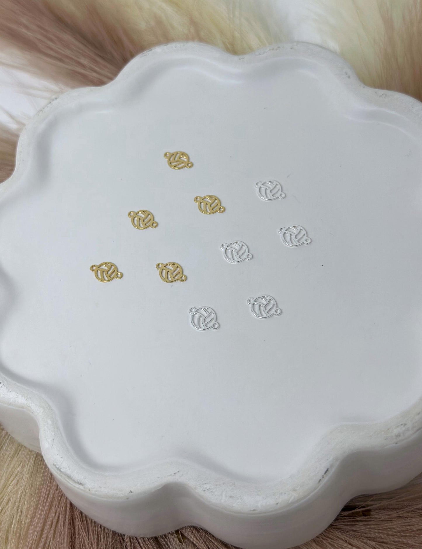 Volleyball Connector Charm: 14k Gold Filled and Sterling Silver