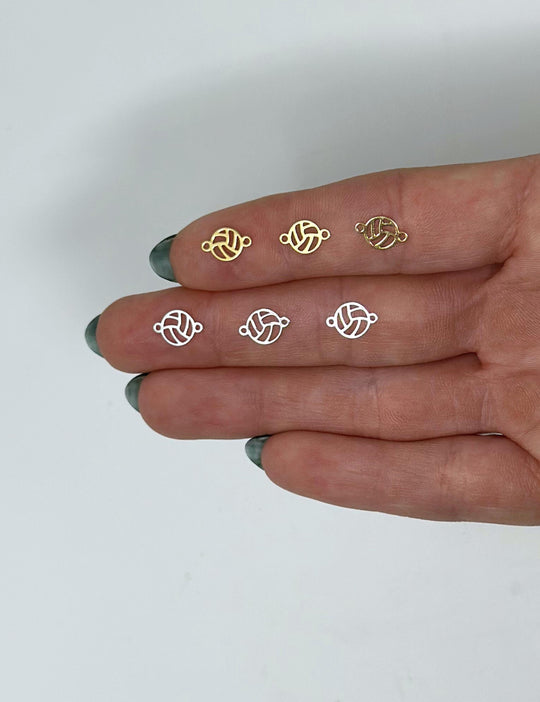 Volleyball Connector Charm: 14k Gold Filled and 925 Sterling Silver