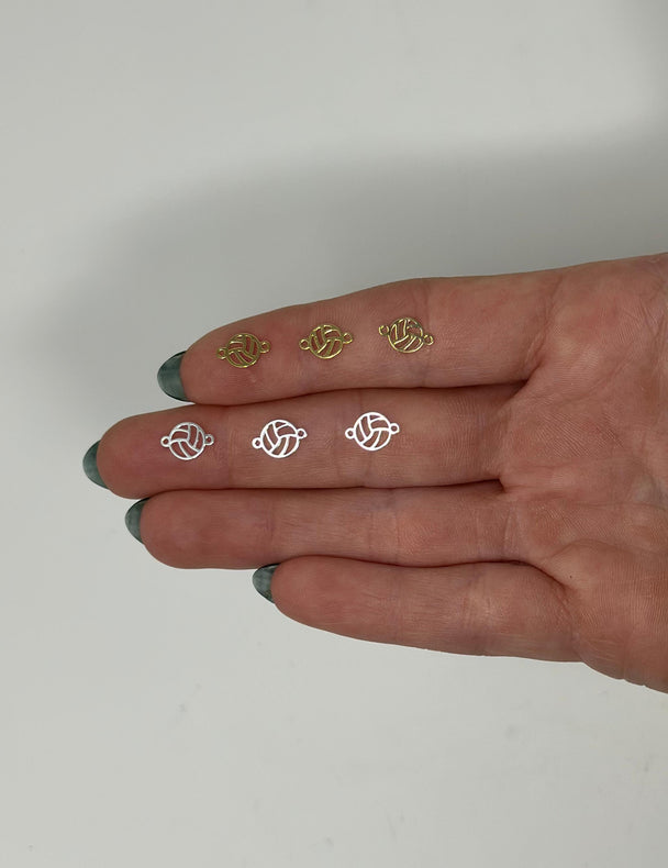 Volleyball Connector Charm: 14k Gold Filled and 925 Sterling Silver