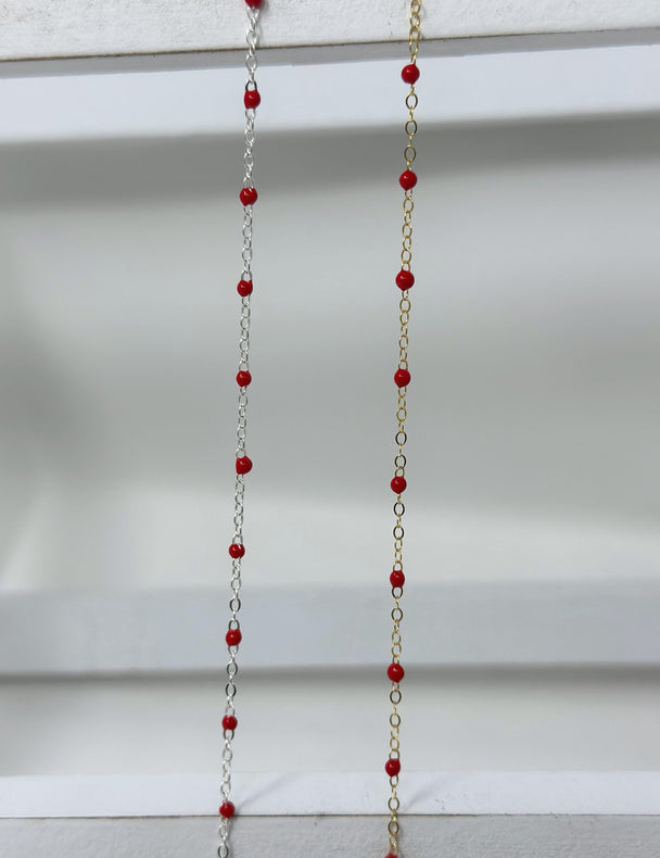 Red Enamel Chain: 14k Gold Filled or 925 Sterling Silver