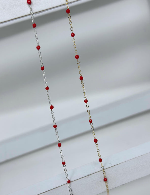 Red Enamel Chain: 14k Gold Filled or 925 Sterling Silver
